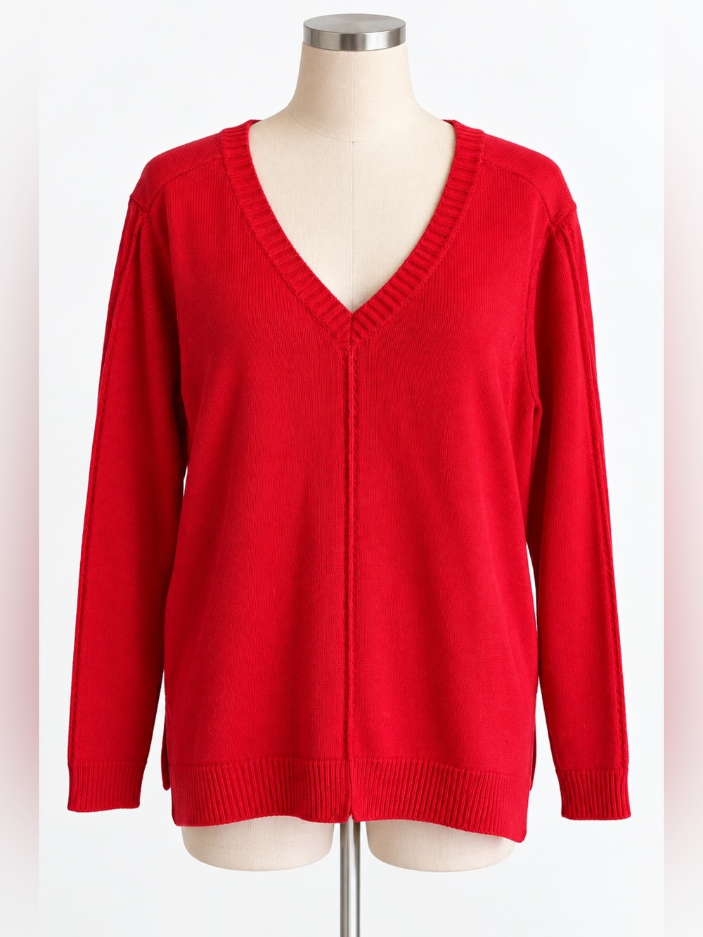 In Every Story Red 100% Cotton V-Neck Long Sleeve Sweater NWT Size 1X